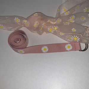 Pink flower belt with matching scarf